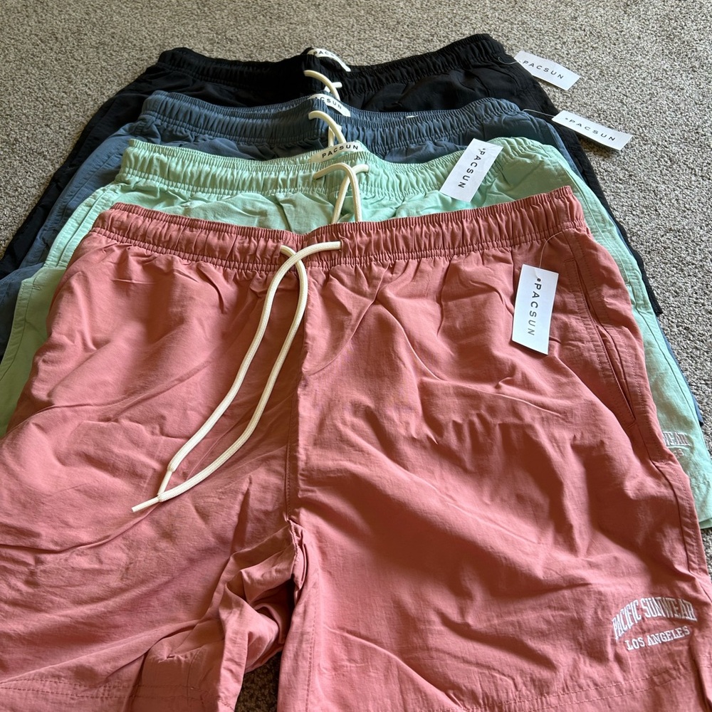 brand new- men’s swim trunks. Size large. Four different colors available!